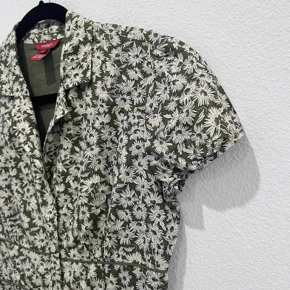 Sundance sz 10  Dress Womens Cotton Short Sleeve Floral Button Up Dress Retro - Picture 4 of 7